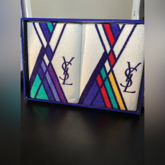 NIB YSL Set of 2 Colorful Hand Towels - Picture 3 of 3